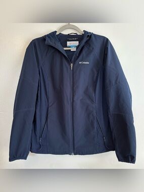 Columbia Omni-Shield Blue Hooded Full Zip Women's Softshell Jacket Size M